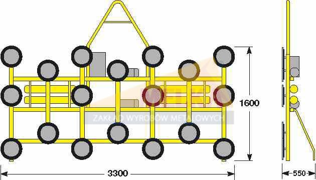 Trawers z przyssawkami do transportu tafli szkła JUMBO