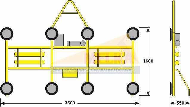 Trawers z przyssawkami do transportu tafli szkła JUMBO